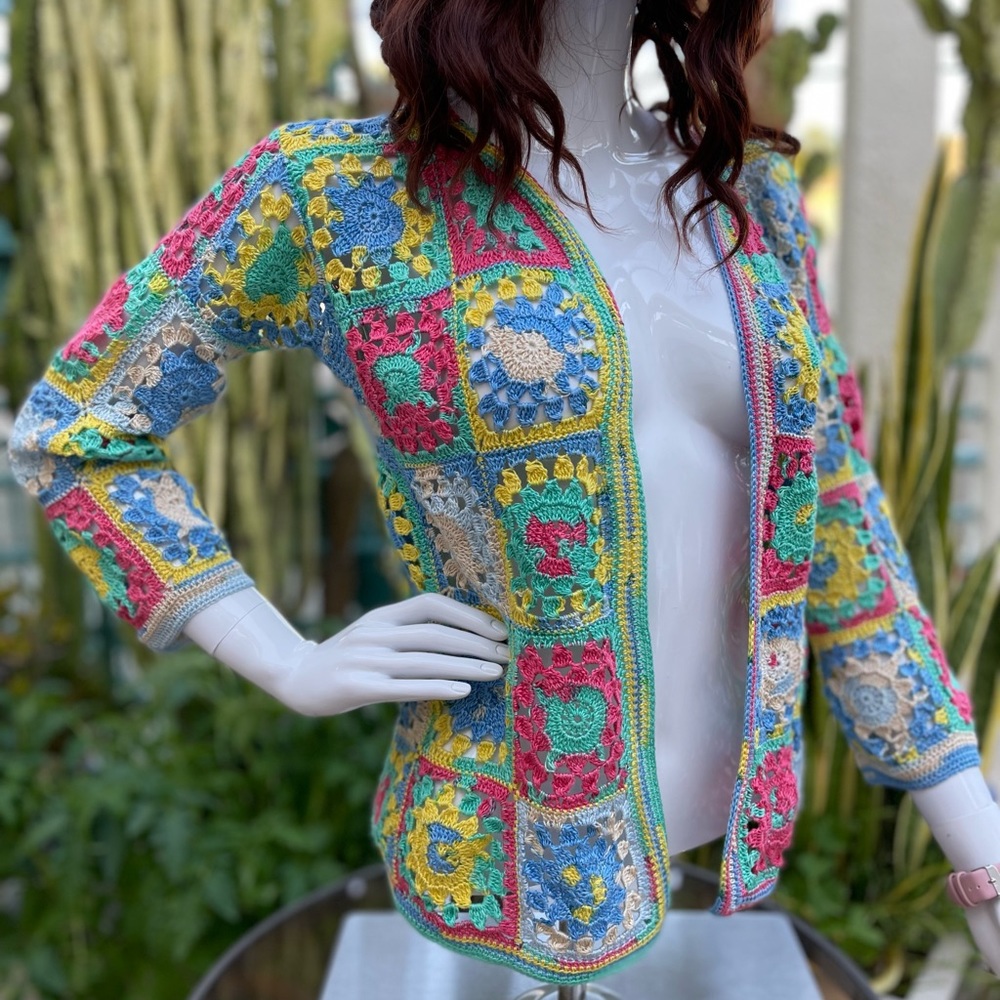 handmade crochet cardigan colorful